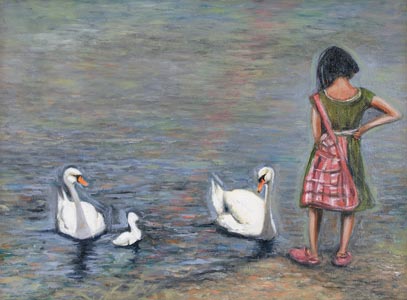 Girl & Swans by Juan Perez