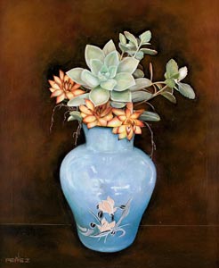 Hen and Chicks in Vase by Juan Perez