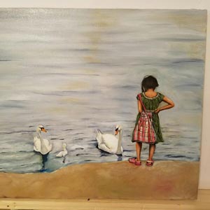 Girl & Swans by Juan Perez